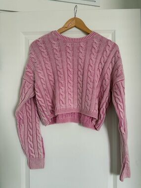 Aeropostale Pink Cable-Knit Crop Sweater